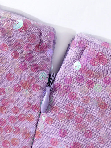 Off Shoulder Contrast Mesh Sequin Wedding Dress