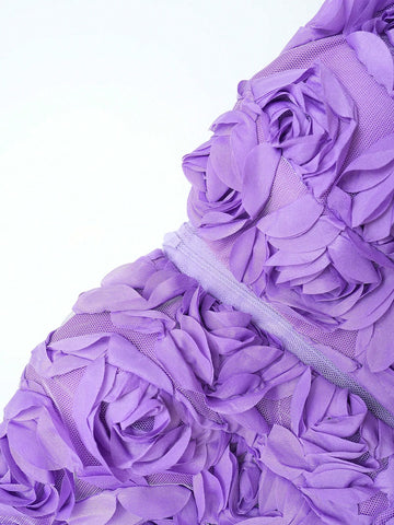 Off Shoulder Floral Appliques Chiffon Bridesmaid Dress