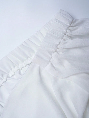 Off Shoulder Knot Side Split Thigh Chiffon Wedding Dress