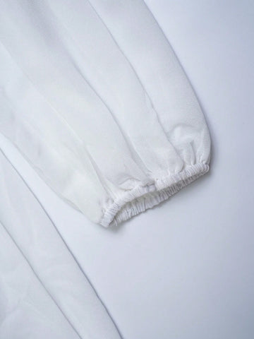 Off Shoulder Knot Side Split Thigh Chiffon Wedding Dress