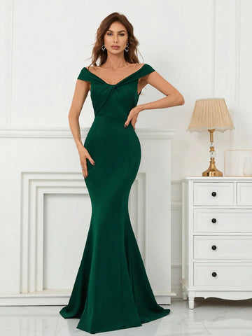 Off Shoulder Mermaid Hem Party Dress