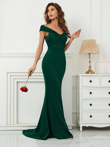 Off Shoulder Mermaid Hem Party Dress