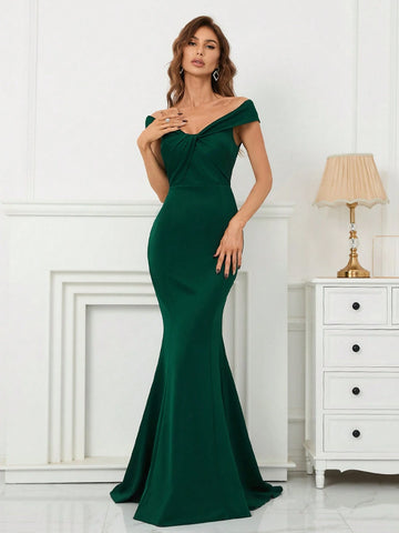 Off Shoulder Mermaid Hem Party Dress