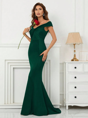 Off Shoulder Mermaid Hem Party Dress