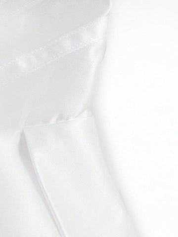 Off Shoulder Puff Sleeve Satin Wedding Dress Without Veil