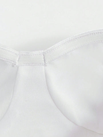 Off Shoulder Puff Sleeve Satin Wedding Dress Without Veil