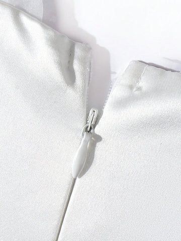 Off Shoulder Ruched Bustier Satin Wedding Dress