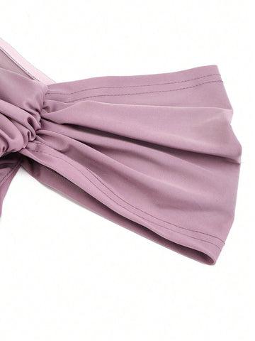 Off Shoulder Side Draped Wrap Hem Satin Formal Dress