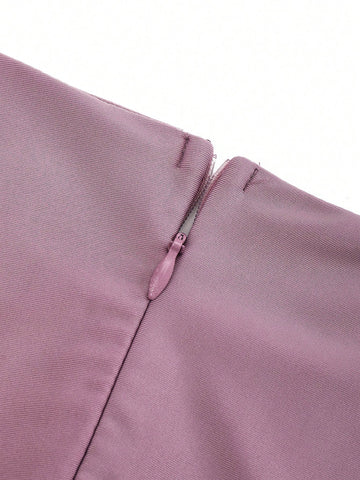 Off Shoulder Side Draped Wrap Hem Satin Formal Dress