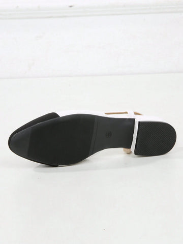 Women Shoes With Back Buckle Strap, Closed Toe, Flat Low Heel, Square Toe, Hollow Sides, 2024 New Style, Versatile French Elegant Fashionable