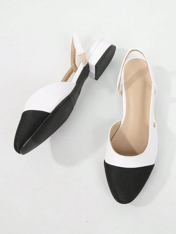 Women Shoes With Back Buckle Strap, Closed Toe, Flat Low Heel, Square Toe, Hollow Sides, 2024 New Style, Versatile French Elegant Fashionable