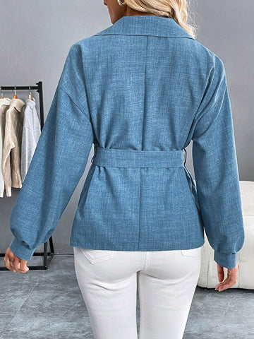 Women's Autumn And Winter Long-Sleeved Blouse Collar Waist Belt