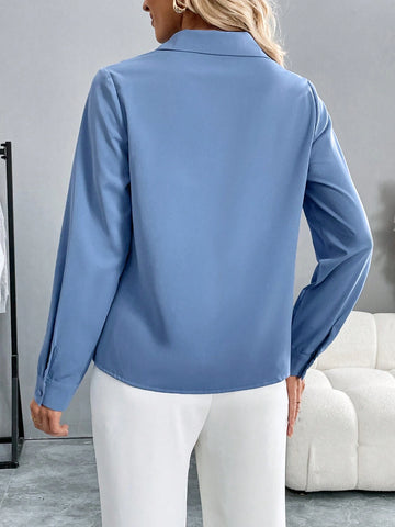Women's Blue Blouse For Daily Commuting