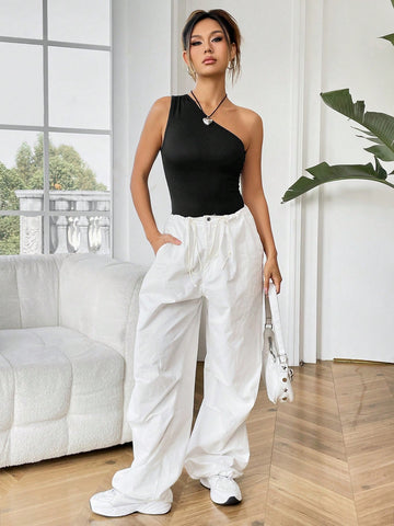 One-Shoulder Sleeveless Sexy Bodysuit