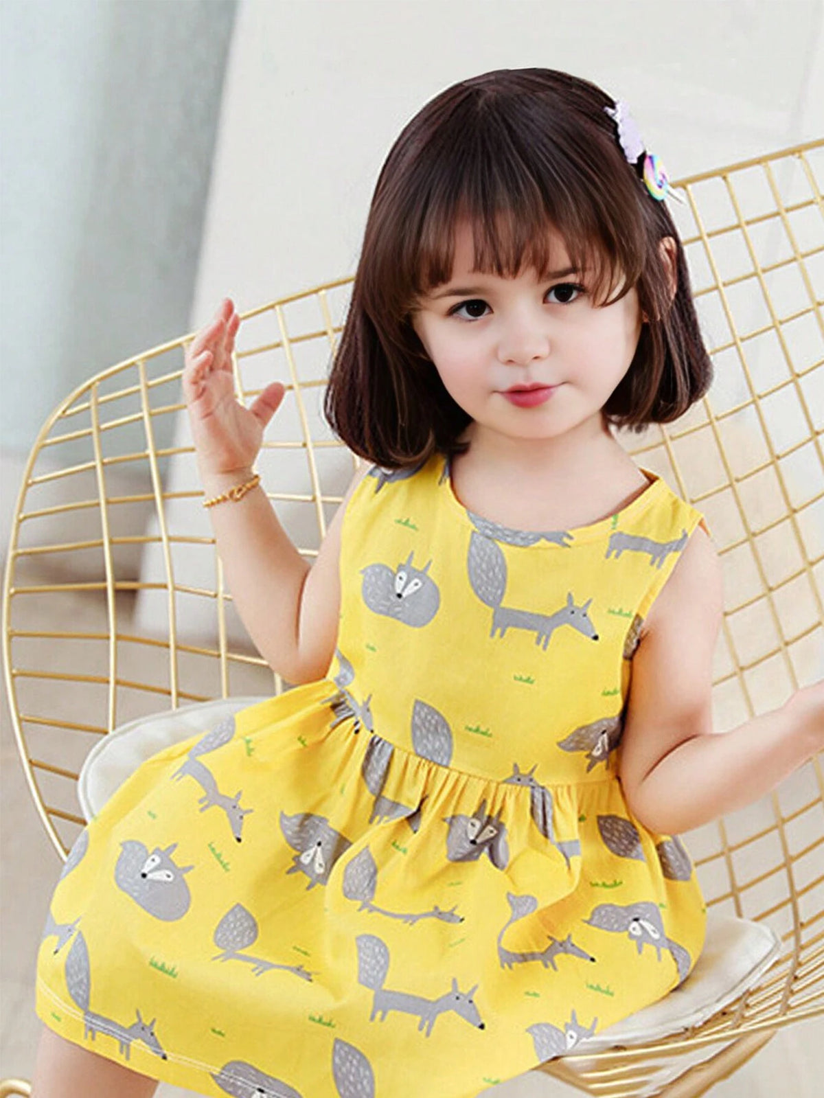One Cartoon Cute Princess-Style Printed Cotton Loose Fit Breathable Soft Animal Pattern Toddler Girls" Vest Dress For Spring And Summer