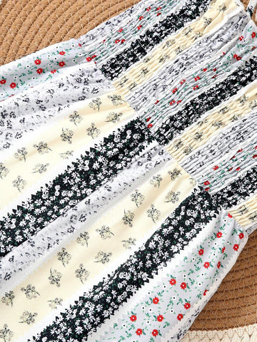 One Piece Children Jumpsuit For Summer New Fashion Girls Sling Romper Baby Wide Leg Pants With Floral Print