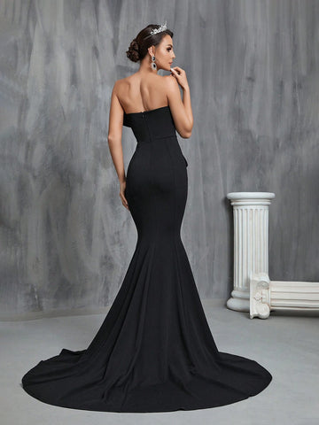 One Shoulder Floor Length Wedding Dress
