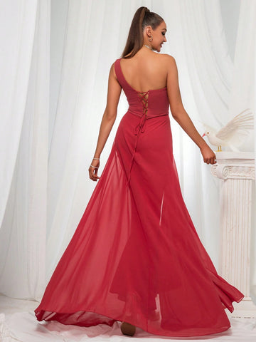 One Shoulder High Waist Women's Party Jumpsuit