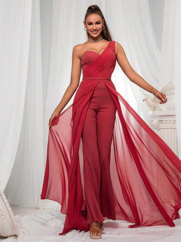 One Shoulder High Waist Women's Party Jumpsuit