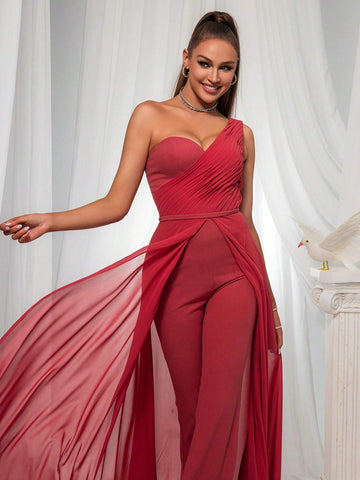 One Shoulder High Waist Women's Party Jumpsuit