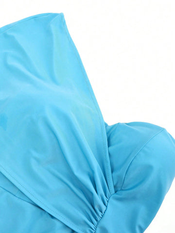 One Shoulder Ruched Split Thigh Formal Bridesmaid Dress