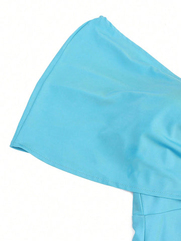 One Shoulder Ruched Split Thigh Formal Bridesmaid Dress