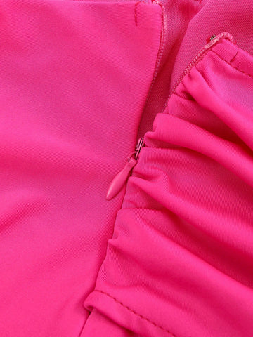 One Shoulder Ruched Split Thigh Formal Bridesmaid Dress