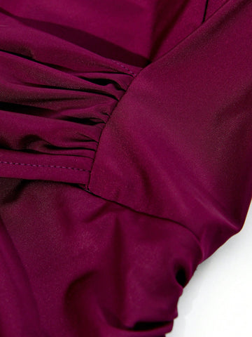 One Shoulder Ruched Wrap Hem Formal Bridesmaid Dress