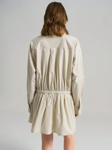 Ontre 1pc Women Drop Shoulder Long Sleeve Tie-Front Casual Mini Dress