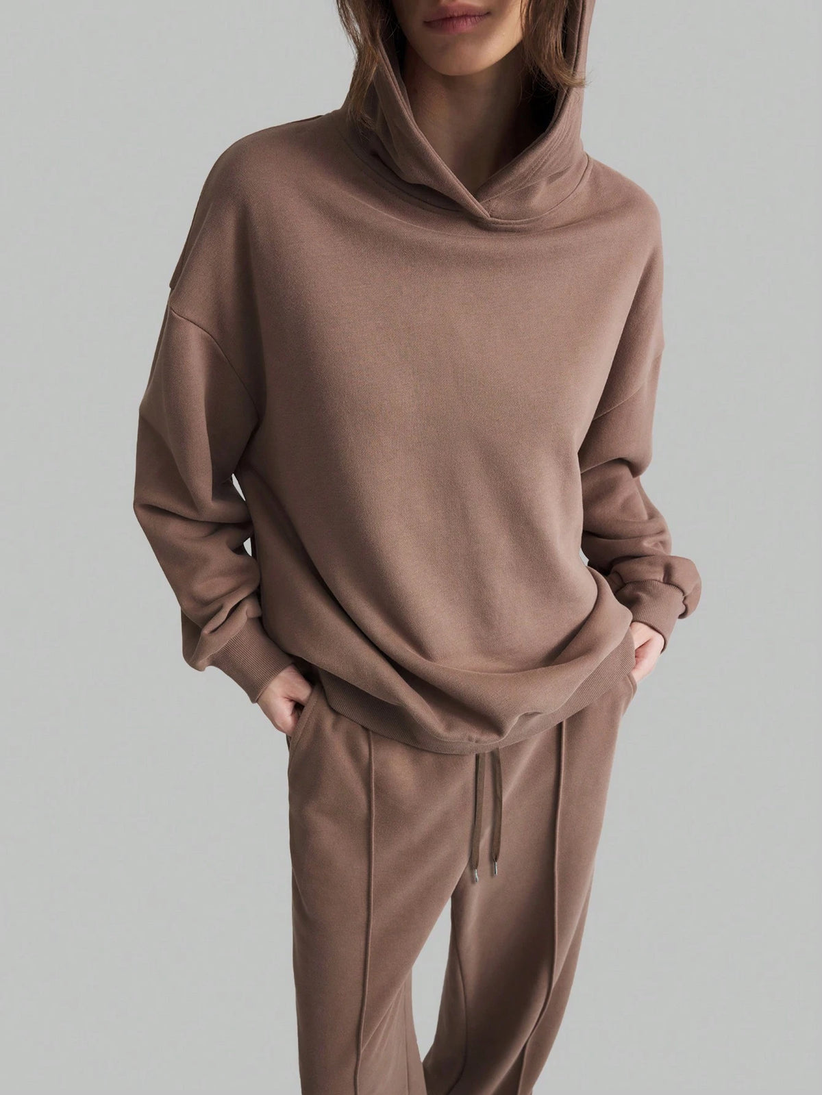 Ontre 2pcs Women Hoodie Sweatshirt And Pants Casual Suit, School Outfit, Autumn/Winter