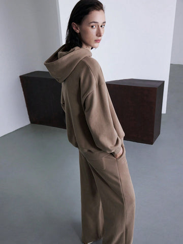 Ontre 2pcs Women Hoodie Sweatshirt And Pants Casual Suit, School Outfit, Autumn/Winter