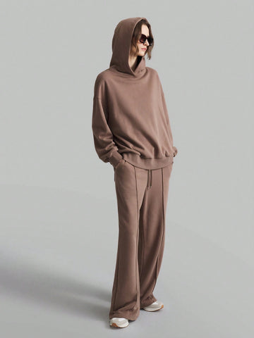 Ontre 2pcs Women Hoodie Sweatshirt And Pants Casual Suit, School Outfit, Autumn/Winter