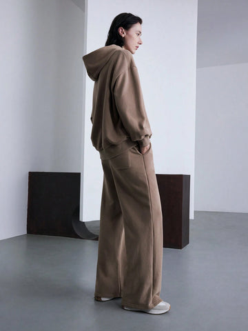 Ontre 2pcs Women Hoodie Sweatshirt And Pants Casual Suit, School Outfit, Autumn/Winter