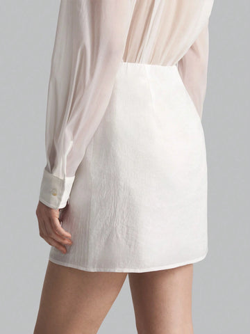 Ontre Floral Applique Detail Solid Skirt For Dailywear