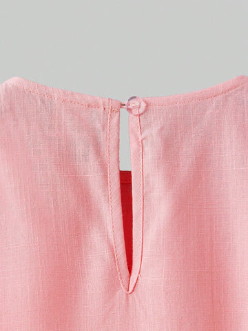 Ontre Loose Casual Ruffled Trim Young Girl Dress