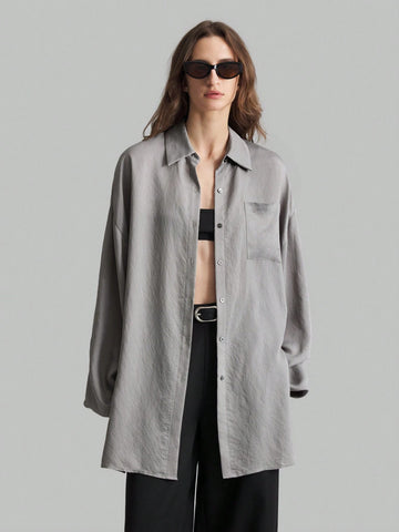 Oversized Minimalist Women's Blouse, Casual Shirt