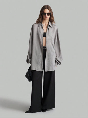 Oversized Minimalist Women's Blouse, Casual Shirt