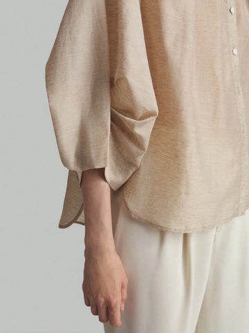 Ontre Solid Button Front Batwing Sleeve Blouse