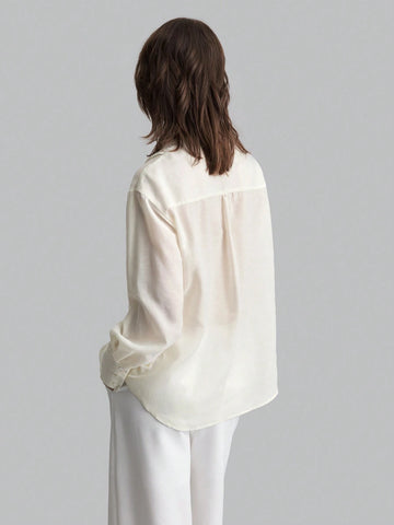 Ontre Solid Pleated Detail Blouse