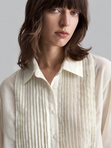 Ontre Solid Pleated Detail Blouse