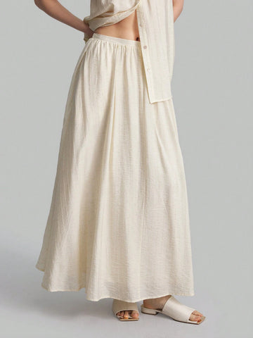 Ontre Women High Waist Pleated Skirt, Lined, Suitable For Autumn, Back To School, Outdoor Wear