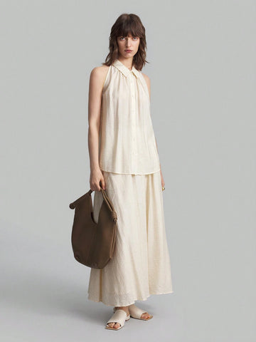 Ontre Women High Waist Pleated Skirt, Lined, Suitable For Autumn, Back To School, Outdoor Wear