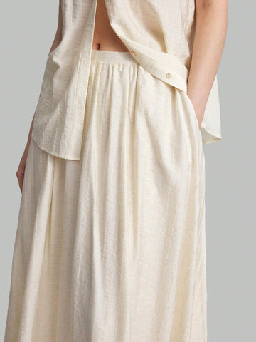 Ontre Women High Waist Pleated Skirt, Lined, Suitable For Autumn, Back To School, Outdoor Wear