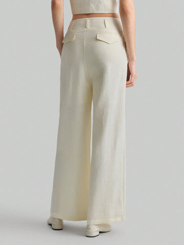 Ontre Women's 2025 New Casual Vacation Apricot Spring Straight Leg Trousers, Versatile
