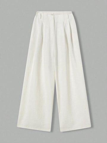 Ontre Women's 2025 New Casual Vacation Apricot Spring Straight Leg Trousers, Versatile