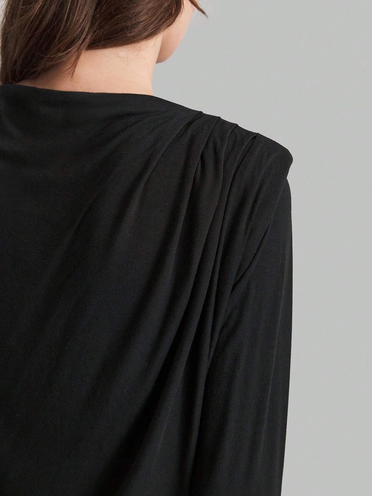 Women's Black Knit Off-Shoulder Sweater, Loose Fit Long Sleeve Scoop Neck T-Shirt For Autumn Basic Top