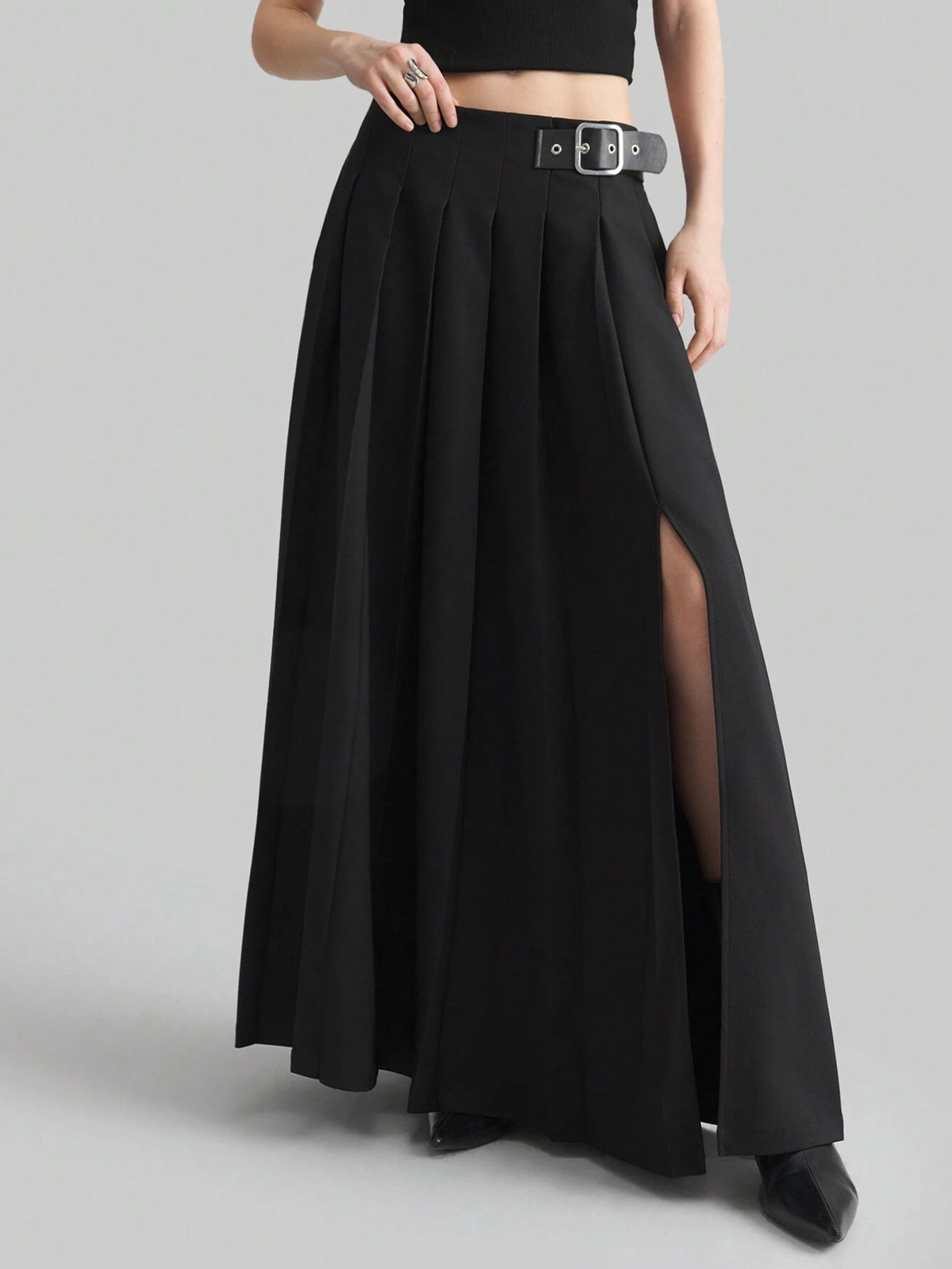 Ontre Women's Elegant Satin & Tweed Patchwork Skirt, Suitable For Office And Casual Urban Wear, Autumn