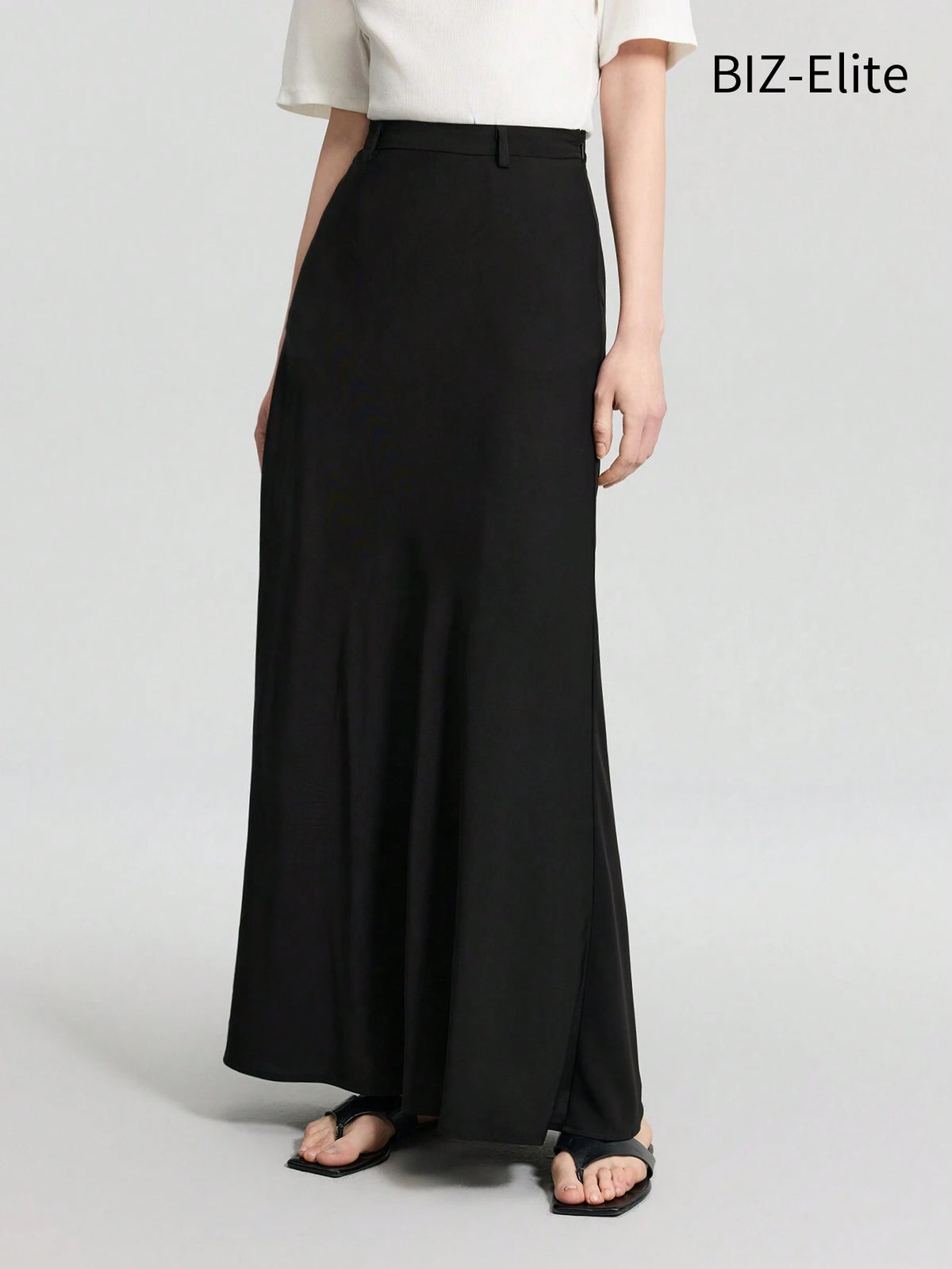 Women's Long A-Line Skirt, Elegant Black Ankle-Length Skirt, Essential Basic Skirt