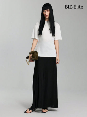 Women's Long A-Line Skirt, Elegant Black Ankle-Length Skirt, Essential Basic Skirt