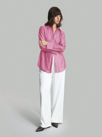 Women's Solid Color Loose Long Sleeve Casual Shirt,